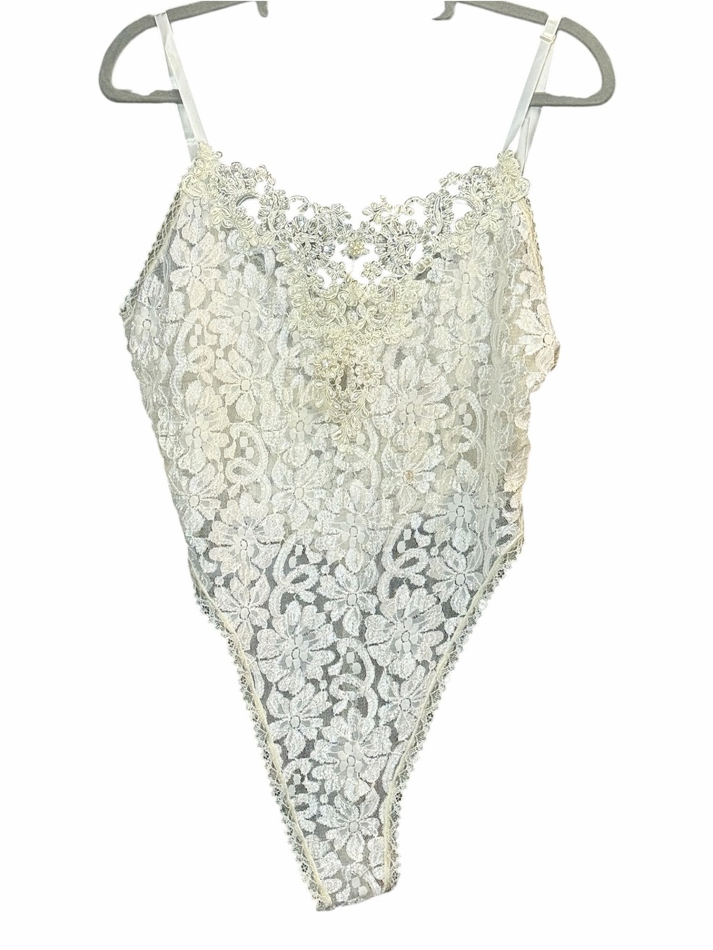 CALIFORNIA DREAM vintage ivory floral lace lingerie bodysuit / teddy